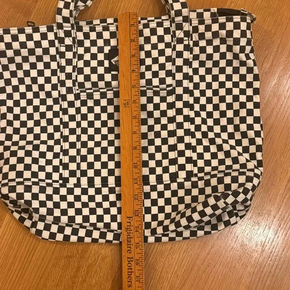 Vans Off The Wall Checkered Zip Tote Bag - Black and White Double Handles Skater - Picture 5 of 11